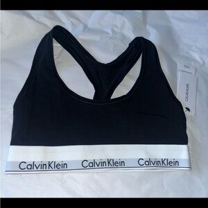 Calvin Klein Black and White Sports Bra with Racerback